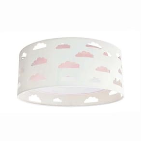 Luminária Plafon Nuvens Duplo Recorte 50x16 Cm Rosa/Branco
