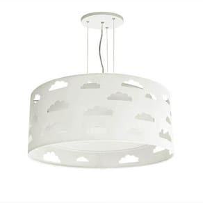 Lustre Infantil Pendente Nuvens Recortes 50x16 Cm Cinza/Branco