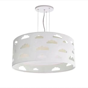 Lustre Infantil Pendente Nuvens Recortes 50x16 Cm Caqui/Branco