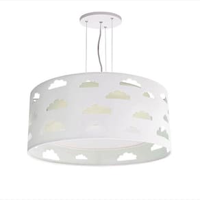 Lustre Infantil Pendente Nuvens Recortes 50x16 Cm Cru/Branco