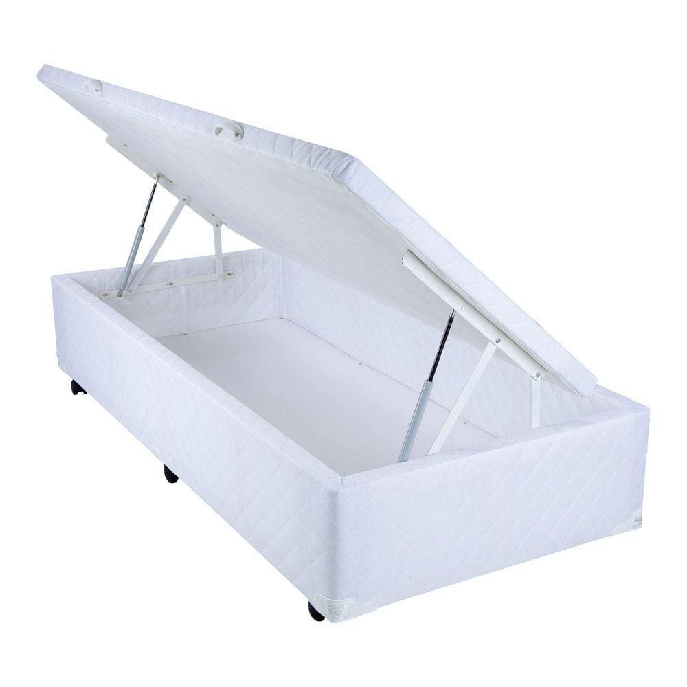 Cama Box Baú Solteiro Mega Tecido Branco - 088x188