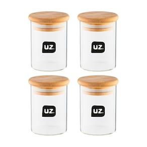 Kit 4 Porta Mantimentos Vidro Borossilicato Tampa 110ml UZ