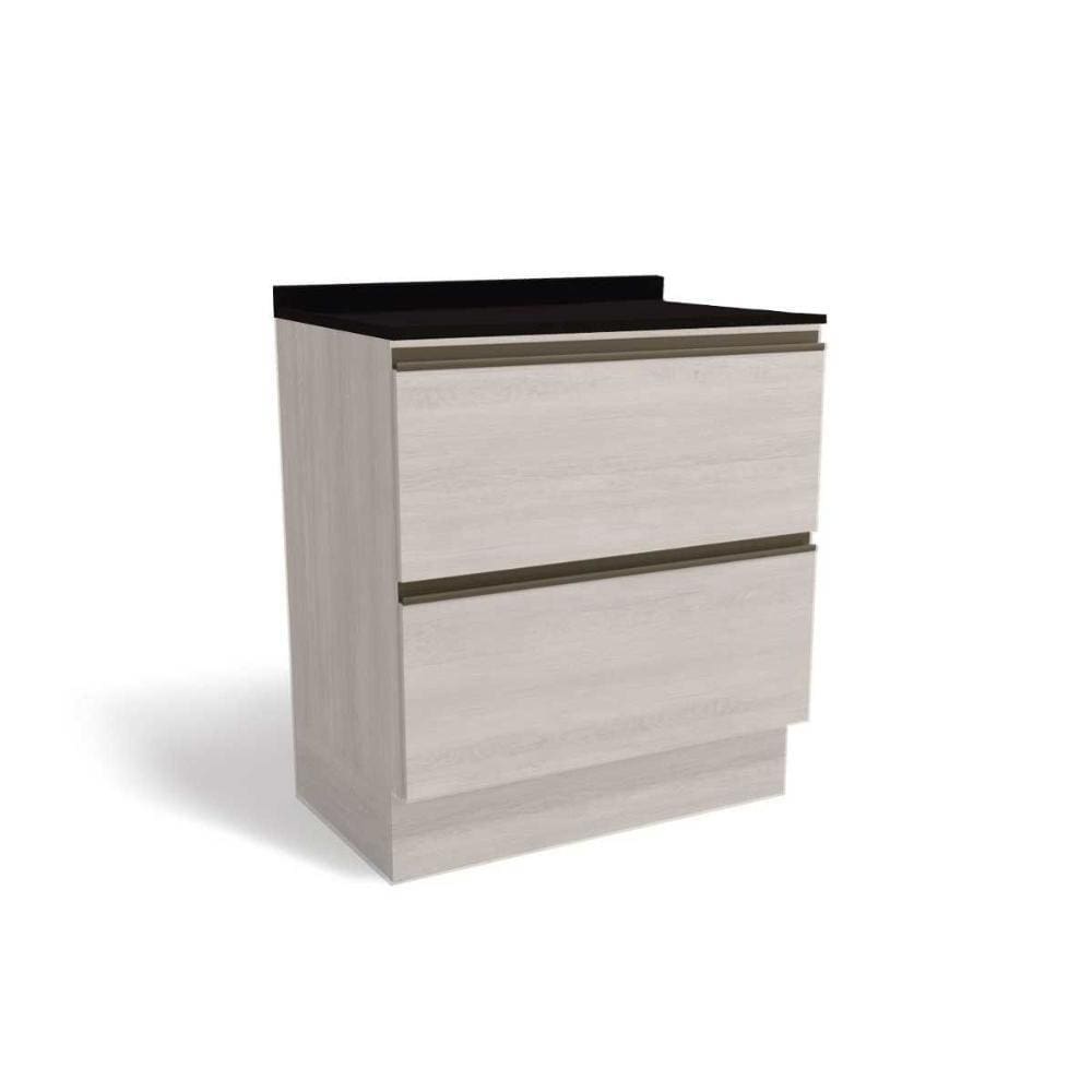 Gabinete De Cozinha Modulado Balcão Maxxi G755 2 Gavetas C-tampo 80cm Branco-preto - Kappesberg
