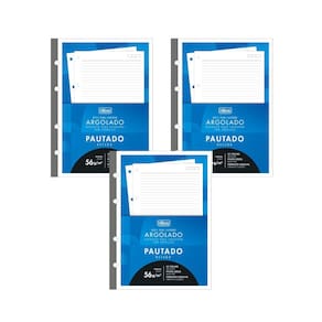 Kit 03 Refil Caderno Argolado Fichário Tiliflex Tarjado Lumi Universitário Académie 96 Folhas Tilibra
