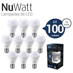 Kit 100 Lampada Led Bulbo 7w Samsung A60 E27 Luz Branca Fria