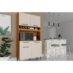 Kit De Cozinha Compacta Pinot 4 Portas E 1 Gaveta 73cm Amendoa-off White - Ronipa