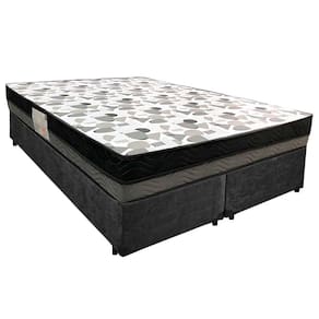 Cama Box Casal Suede Bipartido + Colchão Ortobom ISO Dupla Face 138x188x60