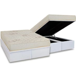 Conjunto Box Baú King: Colchão Espuma Luckspuma D45 Gran Luck + Base Crc Courano White(193x203)