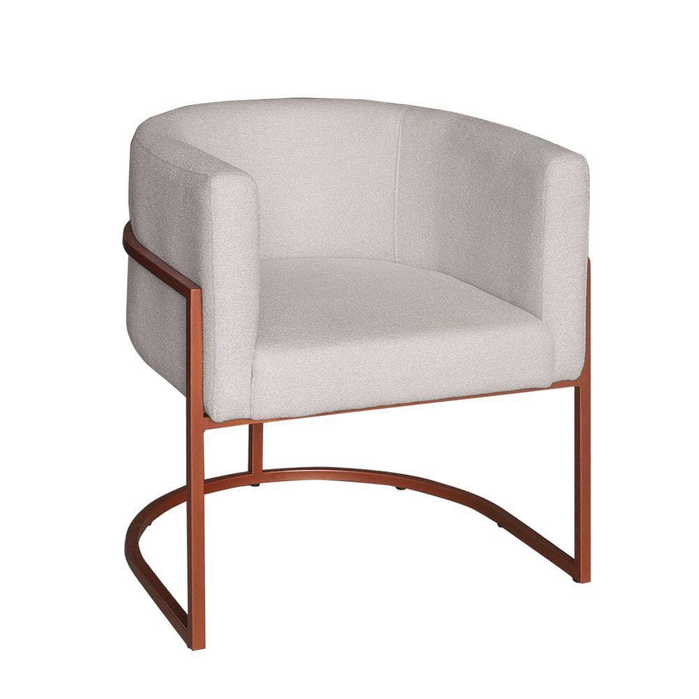 Poltrona Base Industrial Bronze para Sala Lety Blouclê Off White