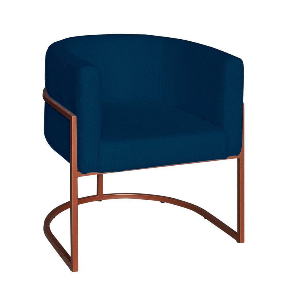 Poltrona Base Industrial Bronze Sala de Estar Lety Veludo S05 - D`Rossi