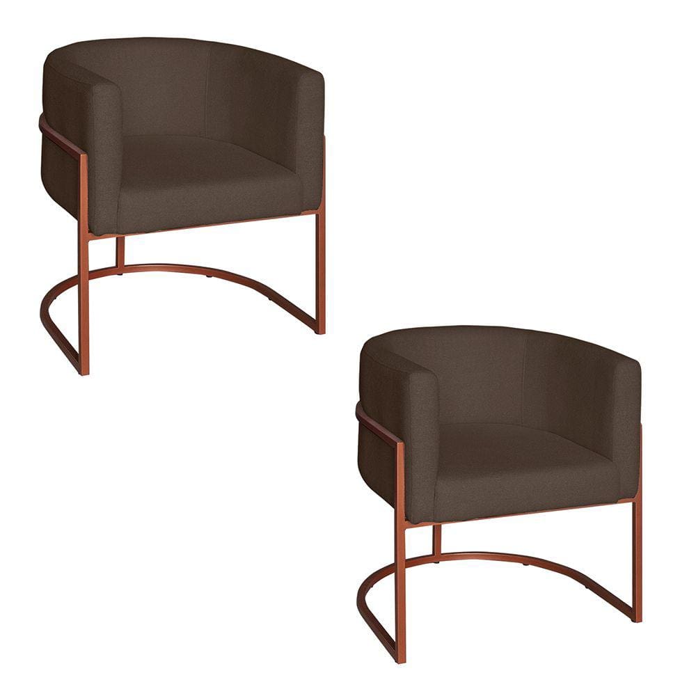 Poltrona Base Industrial Bronze Kit 2 Lety Veludo S05 - D`Rossi