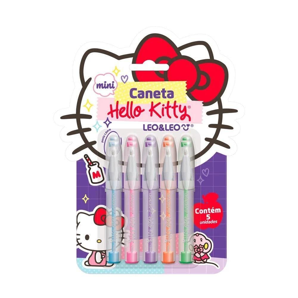 Caneta Esferografica Mini 1.0 Hello Kitty 5 Cores