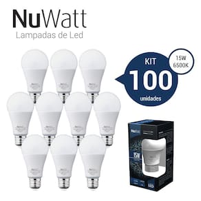 Kit 100 Lampada Led Bulbo 15w Samsung A70 E27 Luz Branca Fria