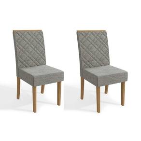 Cadeira Sala De Jantar 2cad149 Kit 2 Un Freijó - Assento-encosto Linho Cinza Mesclado - Kappesberg