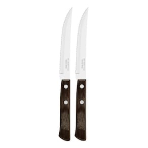 Kit 2 Facas Churrasco Tramontina Polywood Inox Cabo Castanho