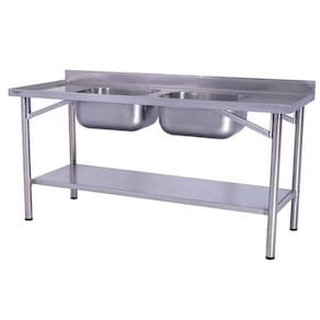 Pia Industrial Benfati Inox 304 150x70cm Paneleiro Liso com 2 Cubas 643CL