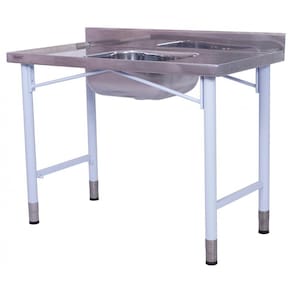 Pia Industrial Benfati Inox 430 150x60cm Pés Pintados com 1 Cuba 552