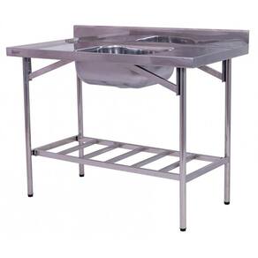Pia Industrial Benfati Inox 430 120x60cm Paneleiro Gradeado com 1 Cuba 501GR