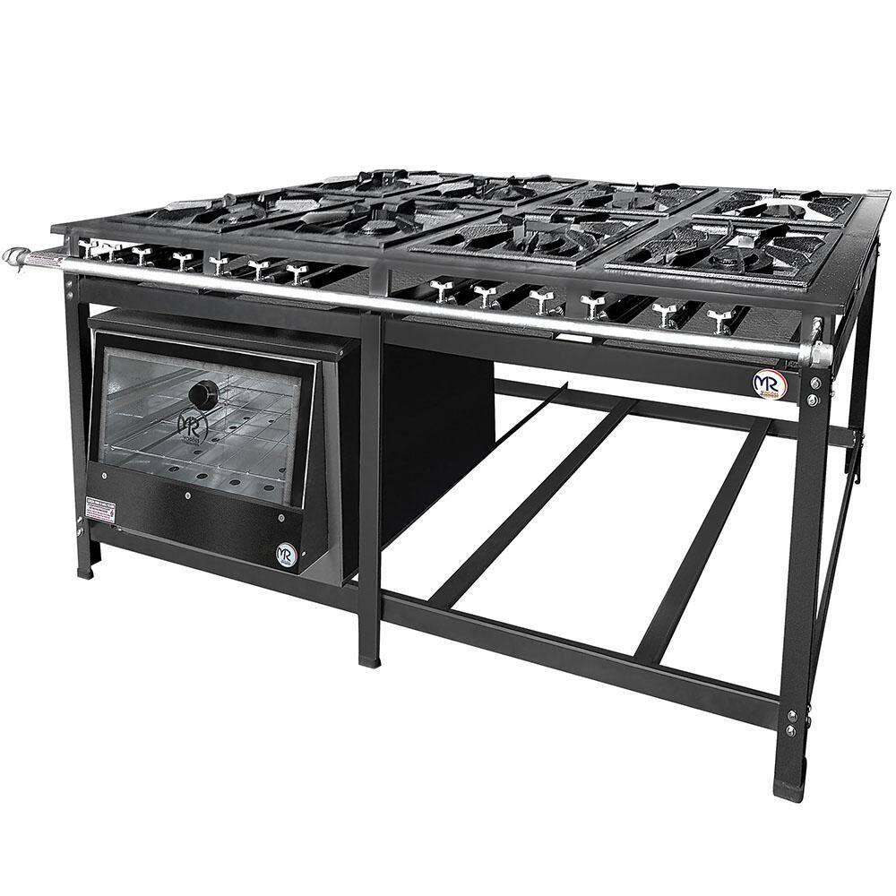 Fogão 8 Bocas Mr Fogões C/ Forno 40x40 Aço Inox