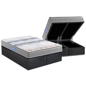 Conjunto Box Baú King: Colchão Espuma Probel D45 Guarda Costas + Base Crc Suede Gray(193x203)