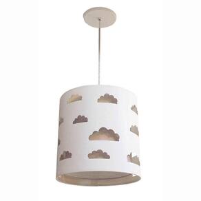 Pendente Nuvens Duplo Infantil Bivolt Tom Luz Iluminação Caqui/Branco