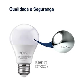 Lâmpada BULBO LED A65 E27 12W 630LM 6500 K - Luz Fria/Branca