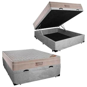 Cama Box Baú Casal Suede + Colchão Ortobom Airtech Molas Ensacadas 138x188x65