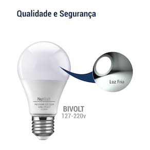 Lâmpada BULBO LED A60 E27 9W 630LM 6500 K - Luz Fria/Branca