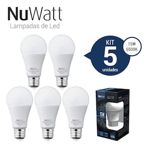 Kit 5 Lampada Led Bulbo 15w Samsung A70 E27 Luz Branca Fria