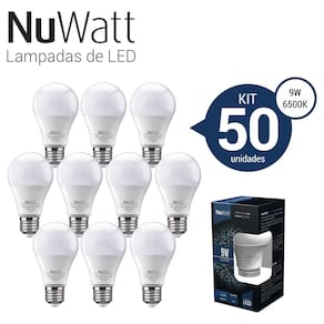 Kit 50 Lampada Led Bulbo 9w Samsung A60 E27 Luz Branca Fria