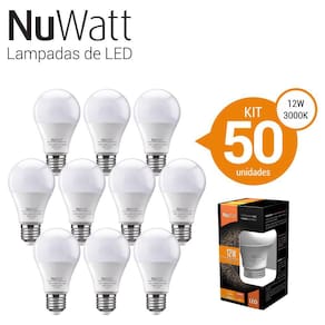 Kit 50 Lampada Led Bulbo 12w Samsung A65 E27 Luz Amar Quente