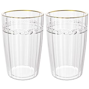 Jogo Copos Cristal Transparente Fio Ouro Imperial 370Ml 2
