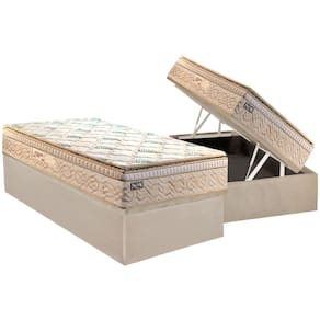 Conjunto Box Baú Solteiro: Colchão Molas Paropas Ensacadas Eco Bamboo + Base Crc Courano Clean