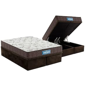 Cama Box Baú King: Colchão D28 - Ep Guarda Costas Double + Base Crc Suede Brown(193x203)