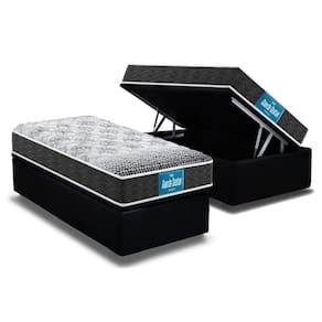 Cama Box Baú Solteiro: D28 - Ep Guarda Costas Prómiddle Double Face + Base Crc Suede Black