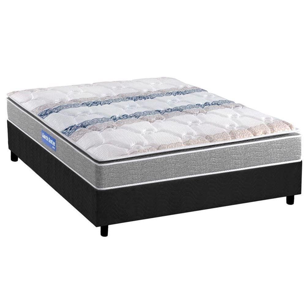 Cama Box Casal: Colchão Espuma D45 Probel Guarda Costas + Base Crc Suede Gray(138x188)