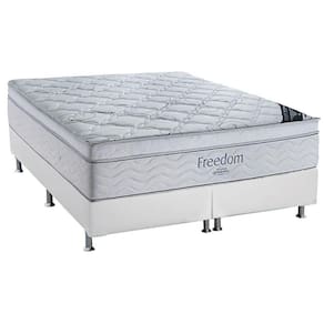 Cama Box Queen: Colchão Molas Ensacadas SuperFreedom + Base Crc Courano White(158x198)