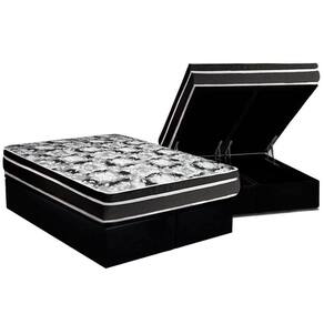 Conjunto Box Baú King: Colchão Espuma Luckspuma D45 Gran Luck + Base Crc Suede Black(193x203)