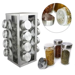 Organizador Porta Tempero Giratório - 16 Potes Inox