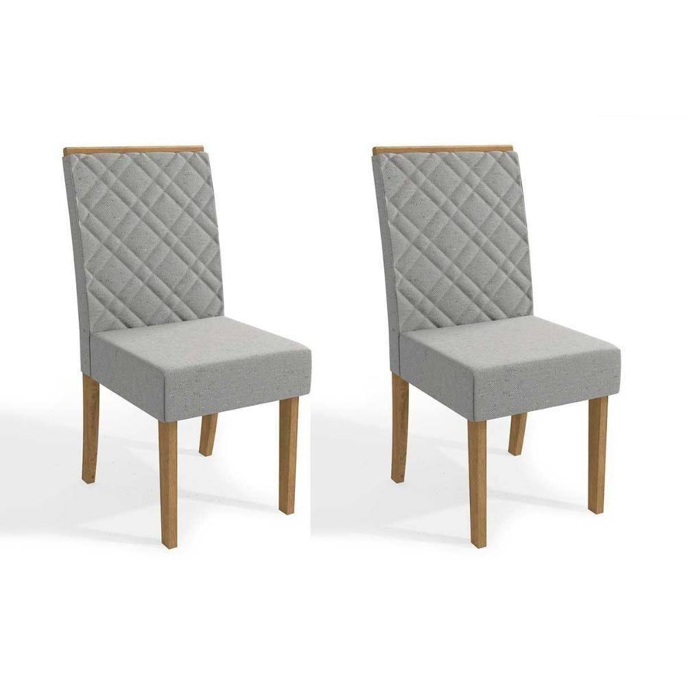 Cadeira Sala De Jantar 2cad149 Kit 2 Un Freijó - Assento-encosto Linho Caqui A040 - Kappesberg