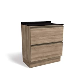 Gabinete De Cozinha Modulado Balcão G755 2 Gavetas C-tampo 80cm Nogal-preto