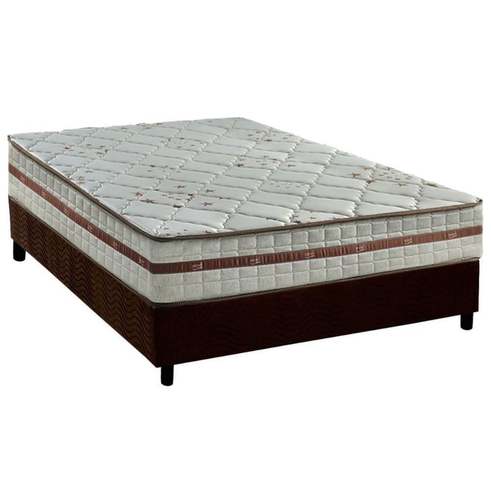 Cama Box Casal: Colchão Molas Ensacadas Anjos MasterPocket Classic + Base CRC Suede Brown(138x188)
