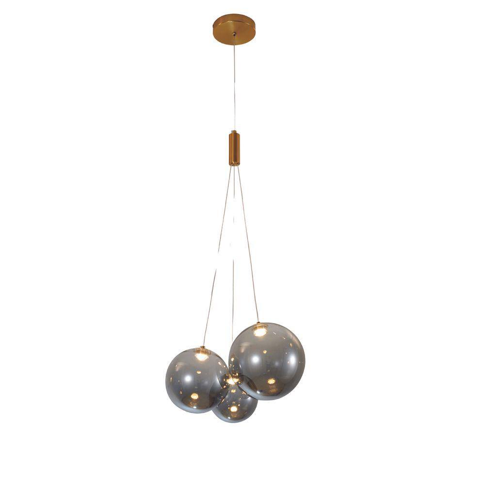 Pendente 3 Globos Fumê Led 15W 3000K Bivolt