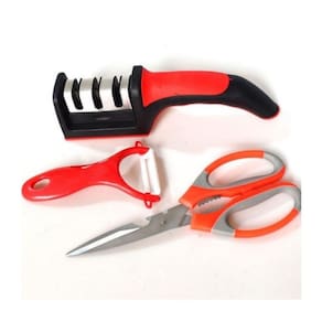 Kit Cozinha Amolador Faca Tesoura Descascador