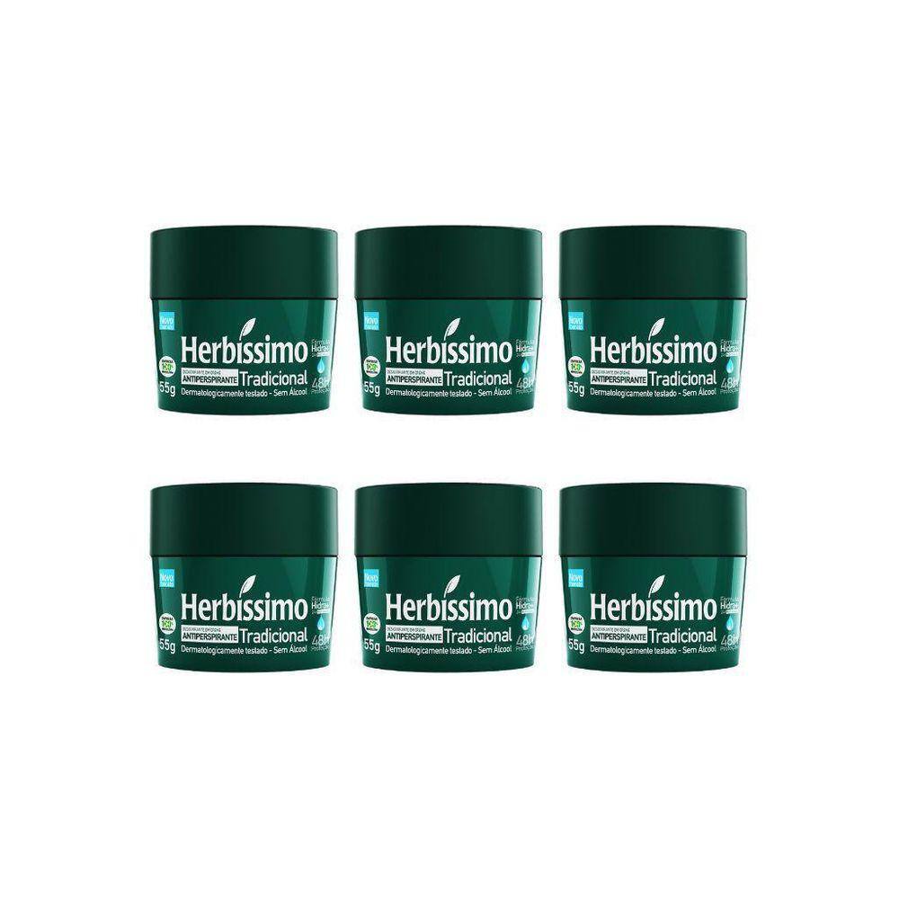 Desodorante Creme Herbíssimo 55G Tradicional - Kit Com 6Un