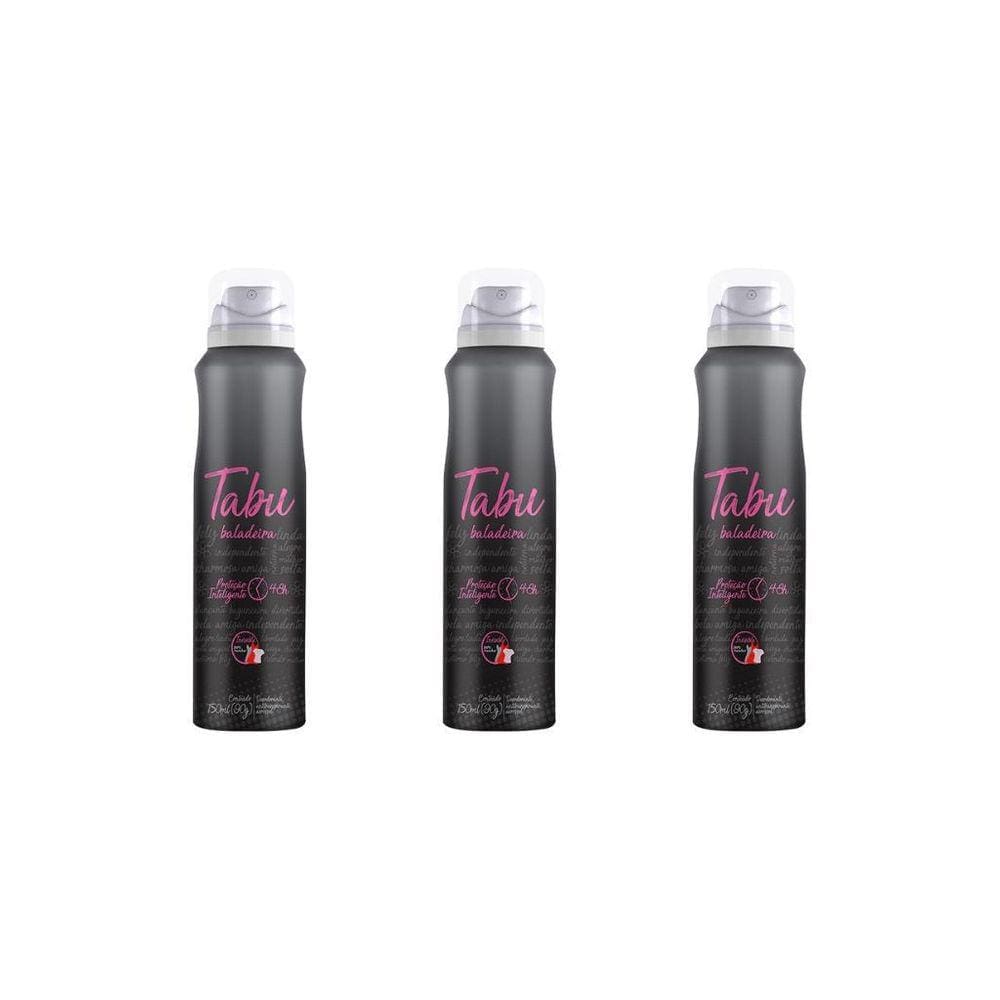 Desodorante Aero Tabu 150Ml Baladeira - Kit Com 3Un