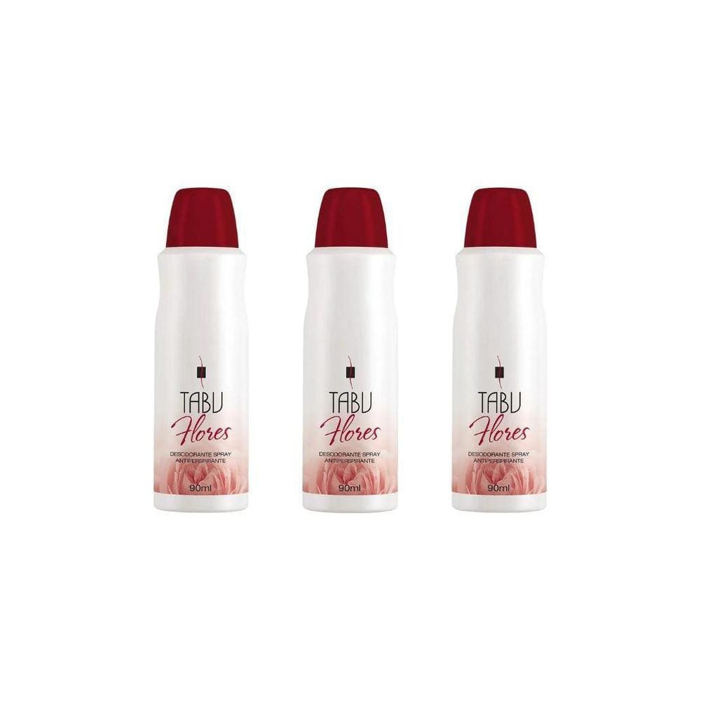Desodorante Spray Tabu Flores 90Ml - Kit Com 3Un