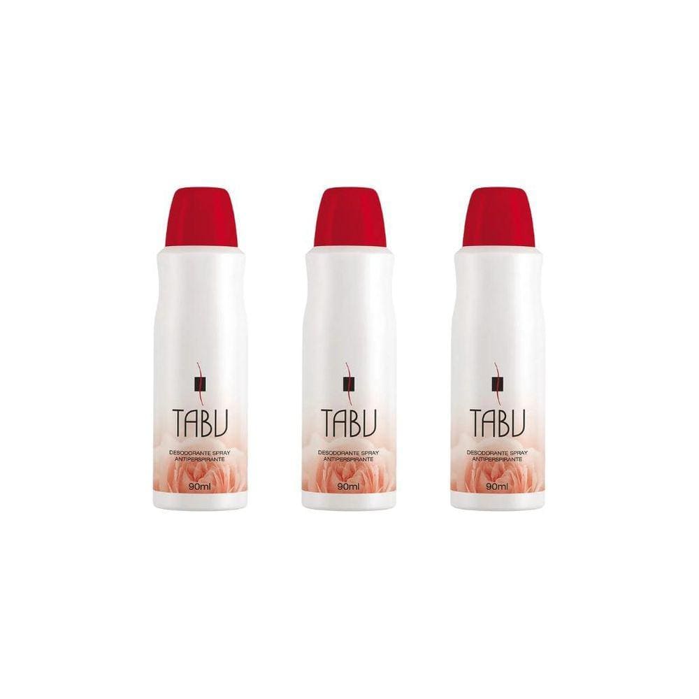 Desodorante Spray Tabu 90Ml Tradicional - Kit Com 3Un