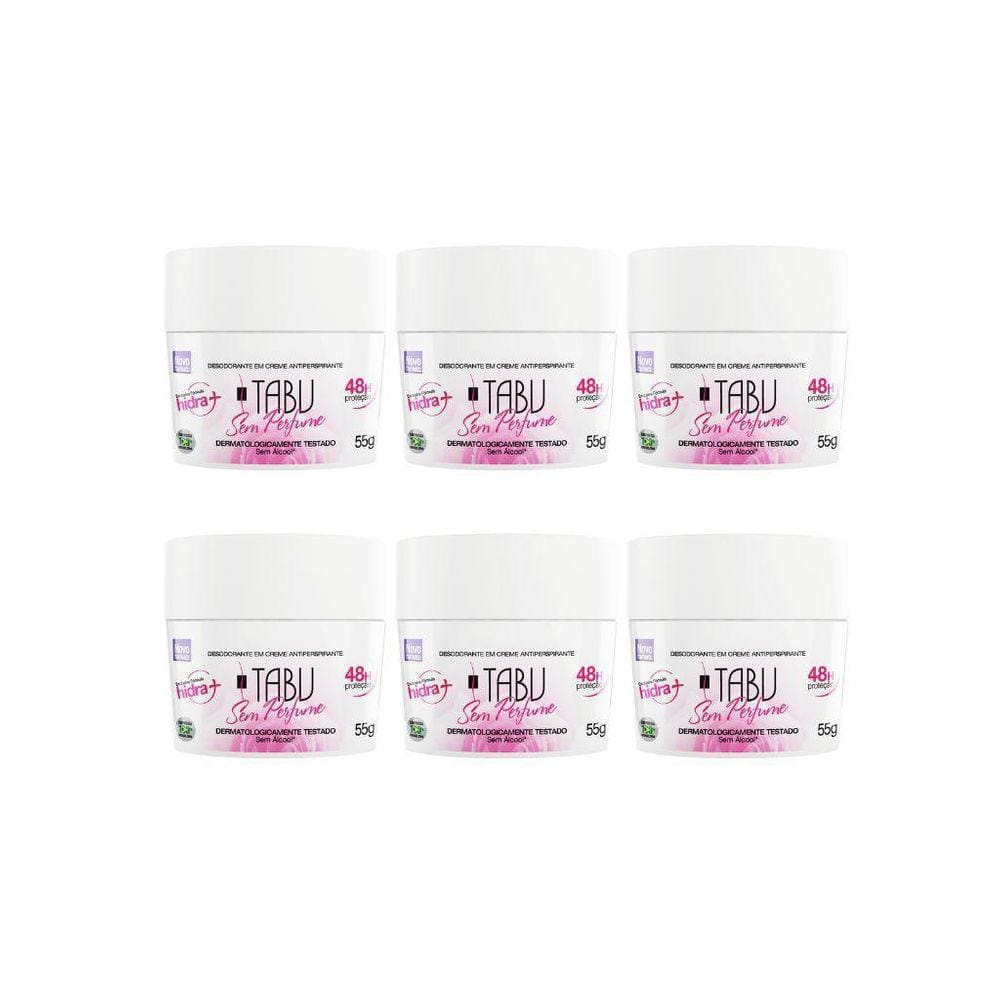Desodorante Creme Tabu 55G Sem Perfume - Kit Com 6Un