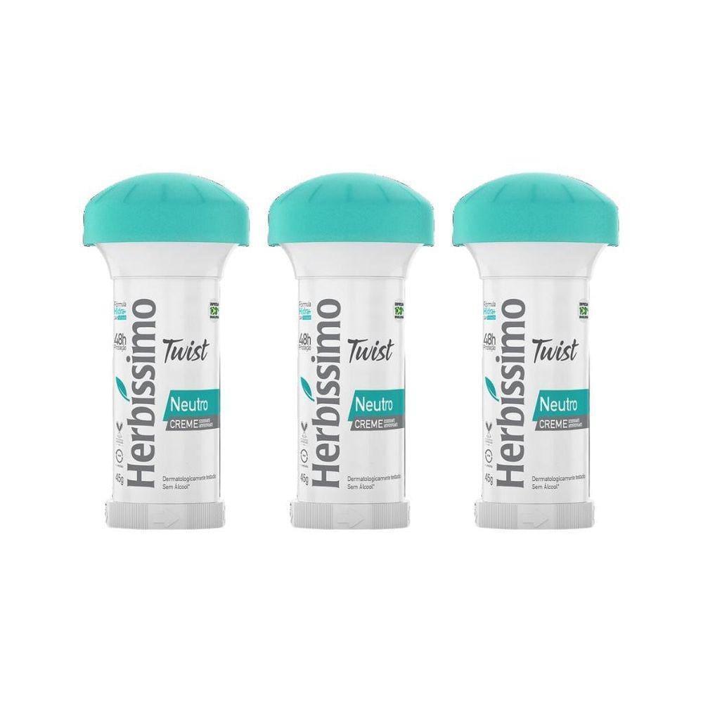 Desodorante Herbissimo Stick Creme Neutro 45G - Kit Com 3Un